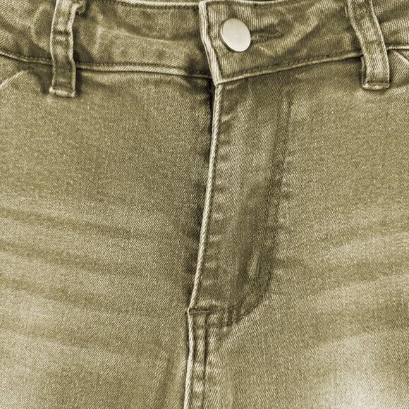 FLAMINGALS Brown Wide Leg Jeans Women’s Size Large Stretch Denim Distressed - Picture 6 of 15